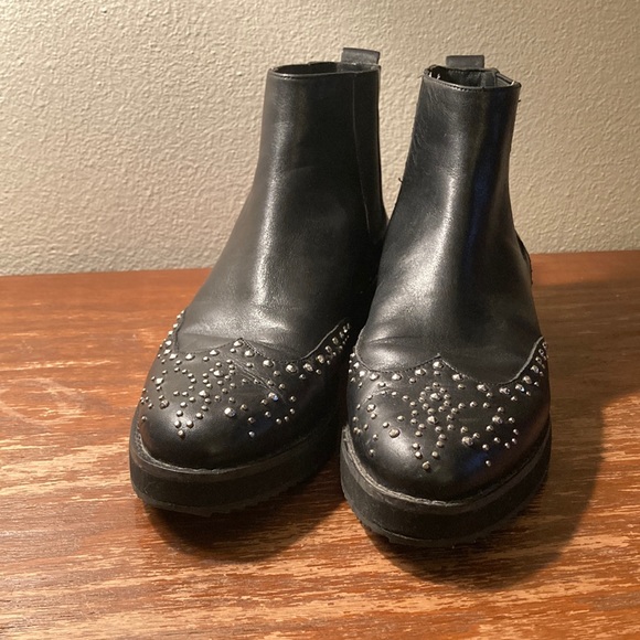 Michael Kors Shoes - MICHAEL KORS Sofia Flat Black Leather Studded Ankle Boots Size 8 M